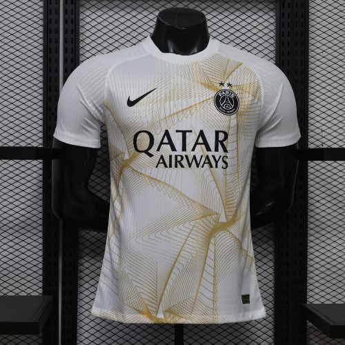 Player Version 2026-2027 PSG White/Gold Soccer Pre-match Jersey Paris Football Maillot