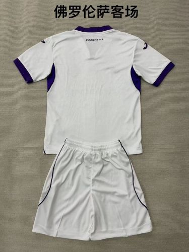 Youth Uniform Kids Kit 2026-2027 Fiorentina Away White Soccer Jersey Shorts Child Football Set