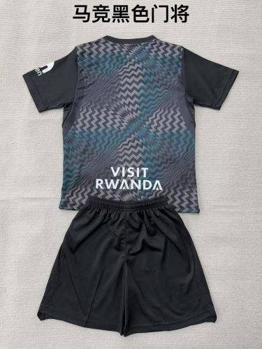 Youth Uniform Kids Kit 2026-2027 Atletico Madrid Black Goalkeeper Soccer Jersey Shorts Child Football Set