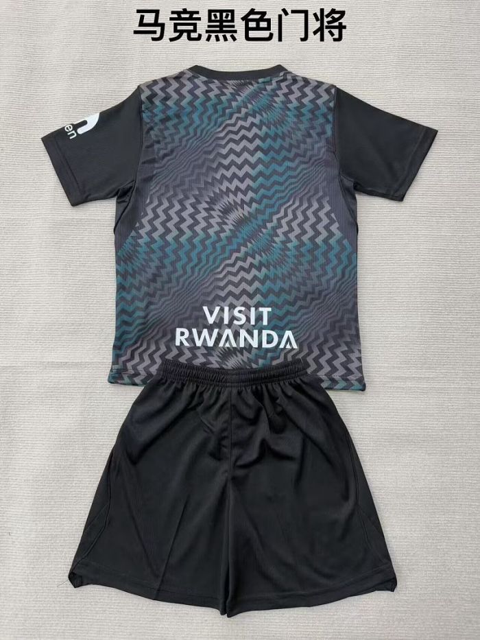 Youth Uniform Kids Kit 2026-2027 Atletico Madrid Black Goalkeeper Soccer Jersey Shorts Child Football Set