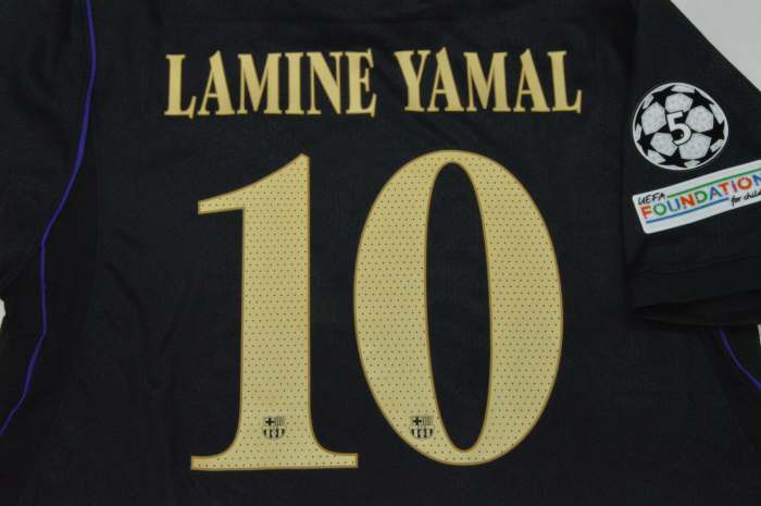 with UCL Patch Barca Camisetas de Futbol Fans Version 2026-2027 Barcelona LAMINE YAMAL 10 Away Purple Soccer Jersey