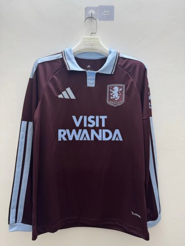 with Sponor Logo Long Sleeve Fan Version 2026-2027 Aston Villa Home Football Shirt Soccer Jersey