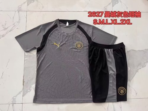 Adult Uniform 2026-2027 Manchester City Grey Soccer Training Jersey and Shorts Football Kits