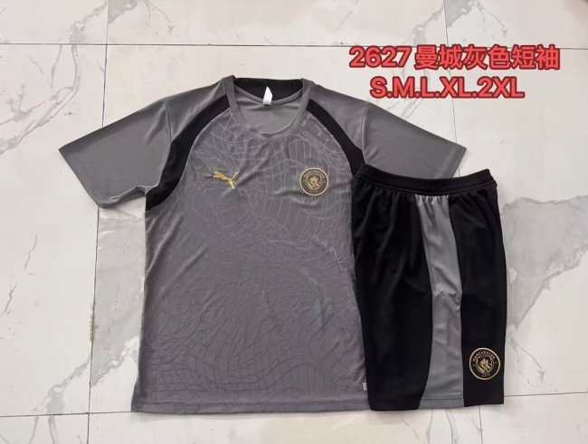 Adult Uniform 2026-2027 Manchester City Grey Soccer Training Jersey and Shorts Football Kits