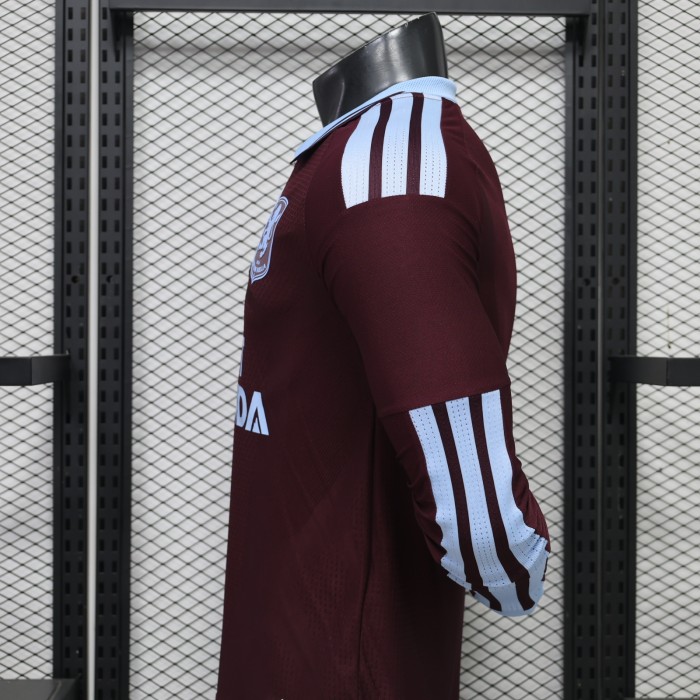 with Sponor Logos Long Sleeve Player Version 2026-2027 Aston Villa Home Football Shirt Soccer Jersey