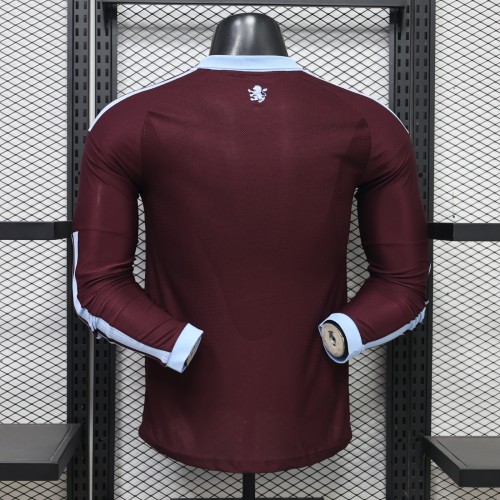 with Sponor Logos Long Sleeve Player Version 2026-2027 Aston Villa Home Football Shirt Soccer Jersey