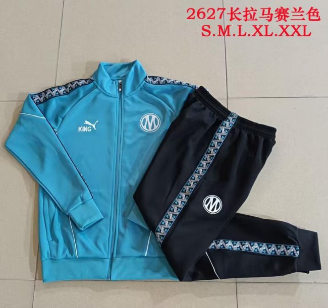 2026-2027 Marseille Blue Soccer Windbreaker Tracksuit Jacket Football Jacket and Pants
