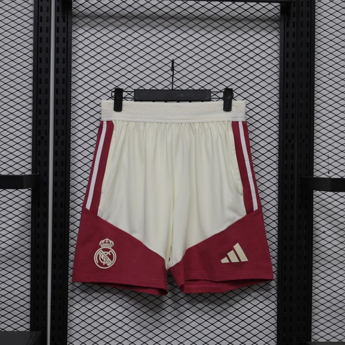 Player Version 2026-2027 Real Madrid Light Yellow/Pink Soccer Training Shorts Football Shorts