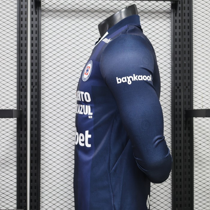 Long Sleeve Player Version 2026-2027 Cruz Azul Third Away Dark Blue Soccer Jersey Football Shirt