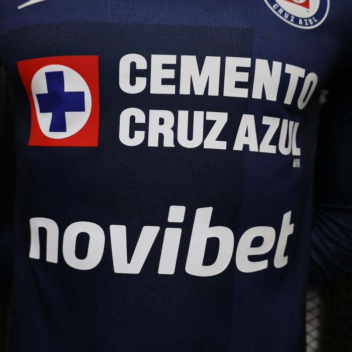 Long Sleeve Player Version 2026-2027 Cruz Azul Third Away Dark Blue Soccer Jersey Football Shirt
