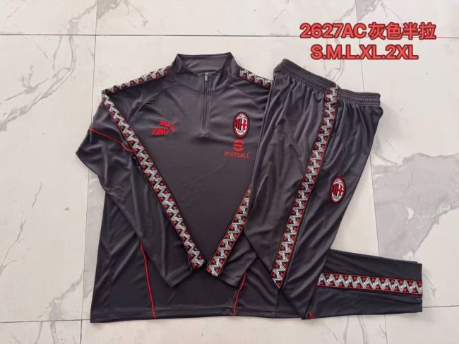2026-2027 Ac Milan Black Soccer Training Sweater and Pants Football Kit