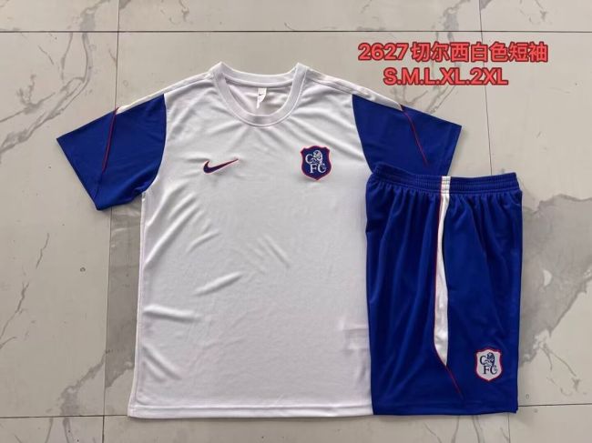 Adult Uniform 2026-2027 Chelsea White/Blue Soccer Training Jersey and Shorts Football Kits