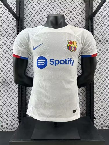 Retro Jersey Barca Camisetas de Futbol Player Version 2023-2024 Barcelona Away White Soccer Jersey