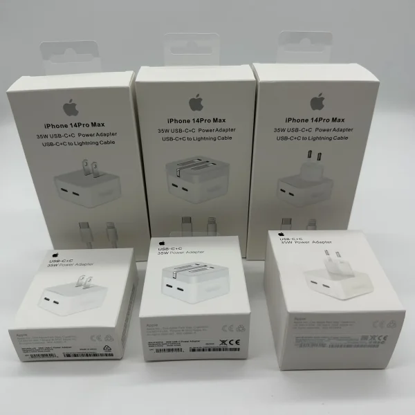 35W Dual USB-C Port Compact Power Adapter with Lightning Cable