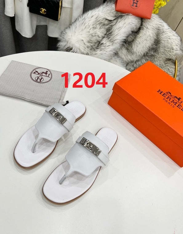 Flat leather sandals slippers , size 35-44 ,with box, SS70-1202-1207