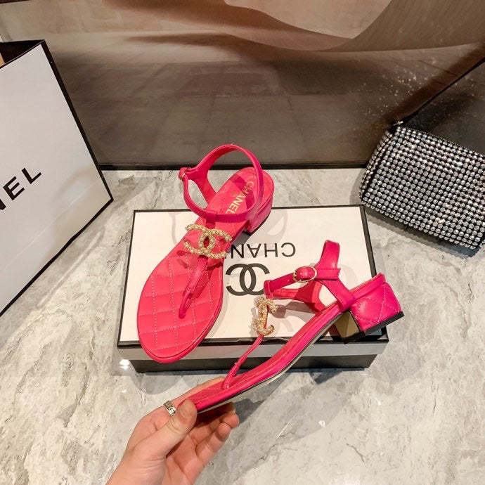 Flat leather sandals slippers , size 34-40 , with box, SS60-1390-1393