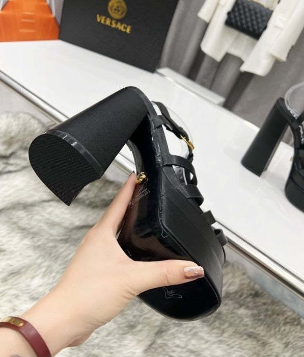 Women heel leather shoes, heel 15cm,waterproof platform 5.5 cm,size 34-42, with box , SS110-182-187