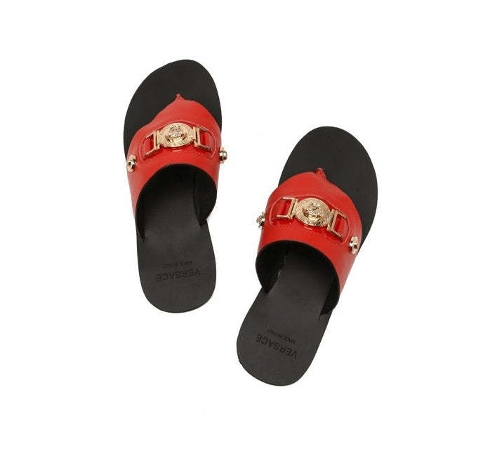 Flat leather sandals slippers , size 35-42 ,with box, SS70-1251-1254