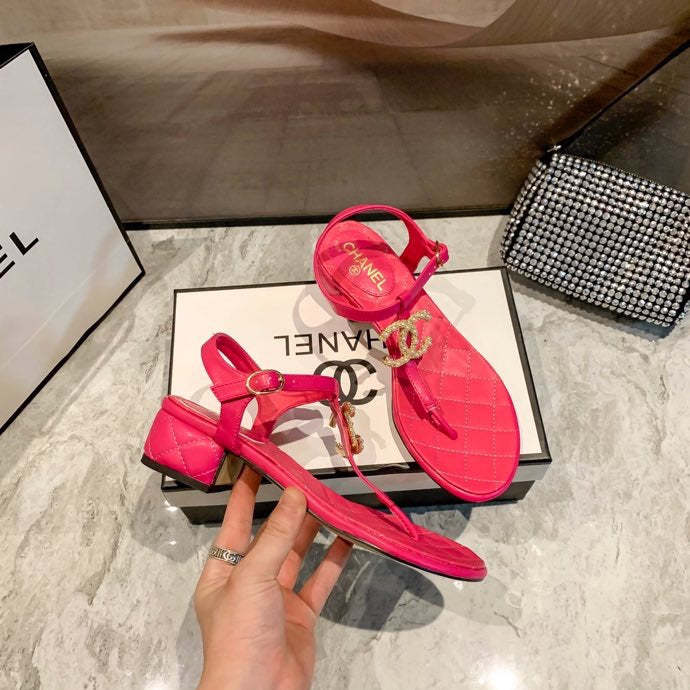 Flat leather sandals slippers , size 34-40 , with box, SS60-1390-1393