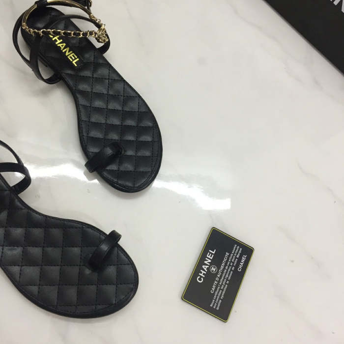 Flat leather sandals slippers , size 35-40 ,with box, SS50-973-974
