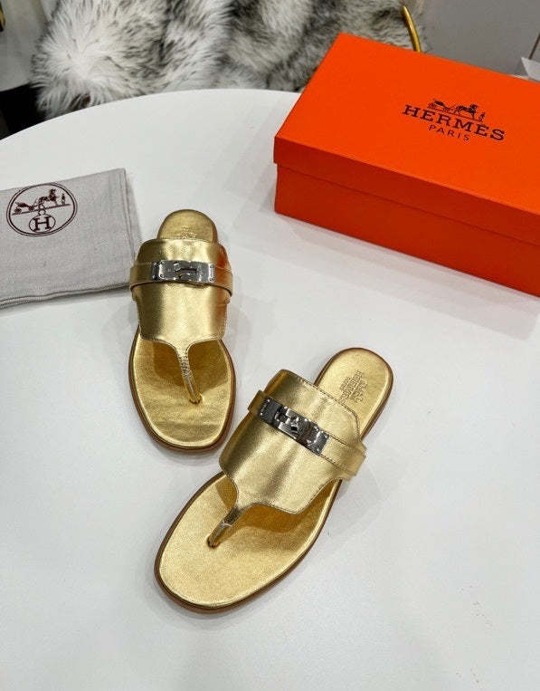 Flat leather sandals slippers , size 35-44 ,with box, SS70-1202-1207