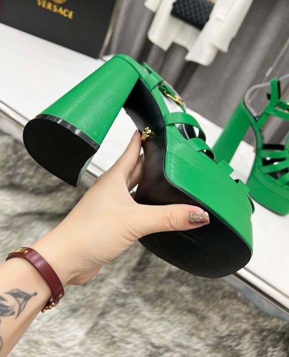 Women heel leather shoes, heel 15cm,waterproof platform 5.5 cm,size 34-42, with box , SS110-182-187
