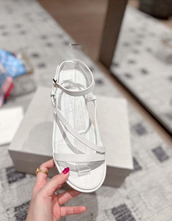 Flat leather sandals slippers , size 35-41 ,with box, SS110-209-210
