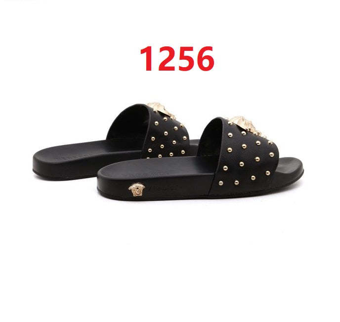 Flat leather sandals slippers , size 38-45 ,with box, SS70-1256