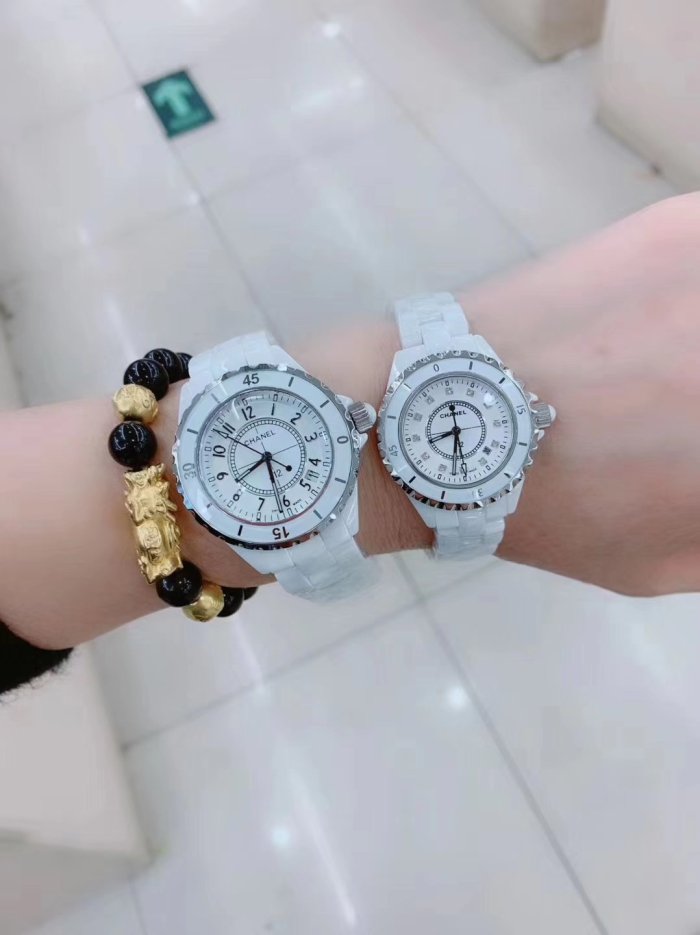 Men and women couple watches, quartz electronic watches, ceramic watches，size : Man 38mm， Women 33mm