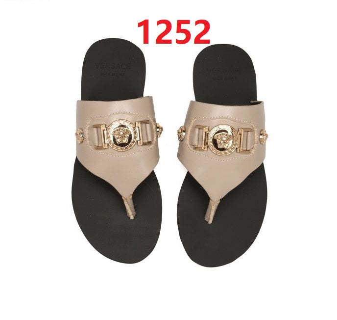 Flat leather sandals slippers , size 35-42 ,with box, SS70-1251-1254