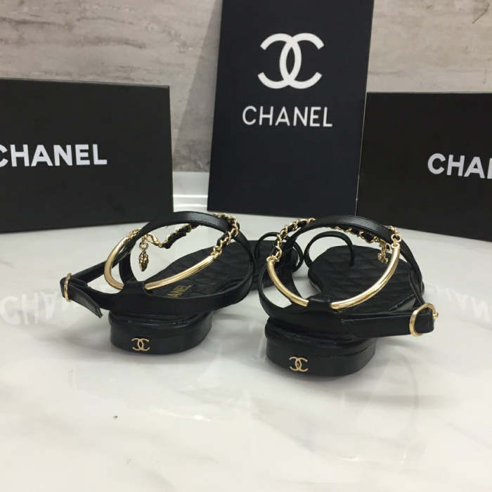 Flat leather sandals slippers , size 35-40 ,with box, SS50-973-974