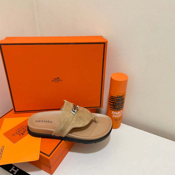 Flat leather sandals slippers , size 35-40 ,with box, SS60-1413-1414