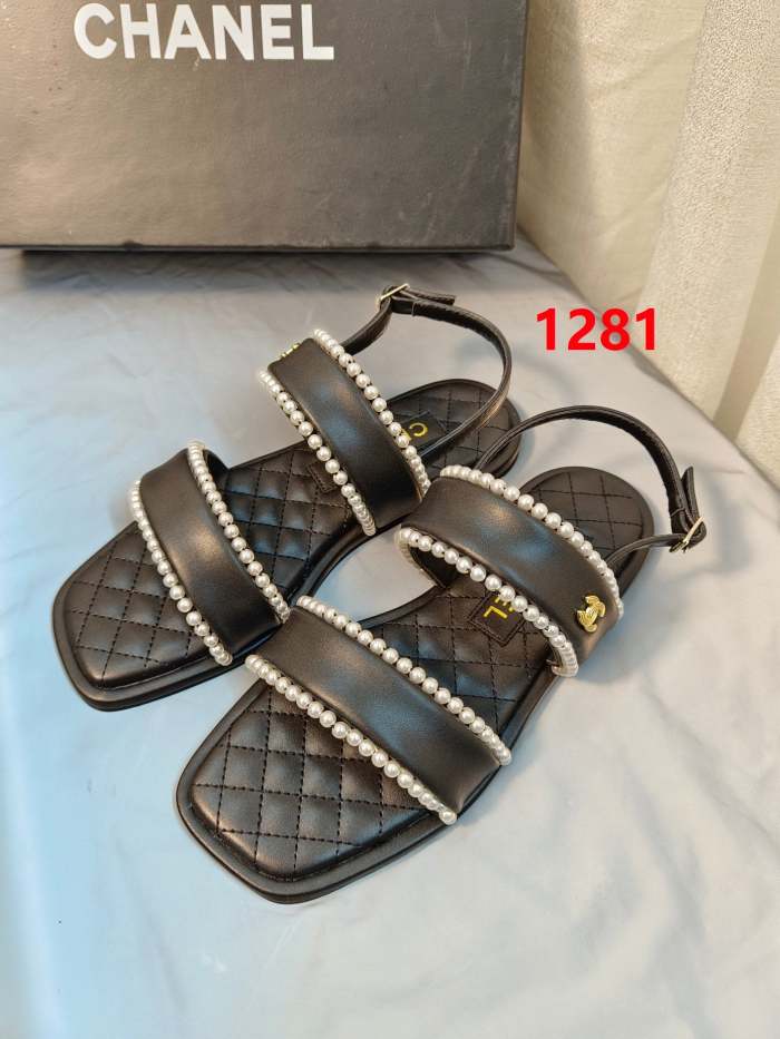 Flat leather sandals slippers , size 35-40 ,with box, SS70-1281-1282