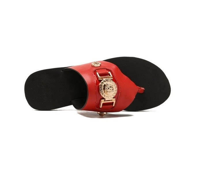 Flat leather sandals slippers , size 35-42 ,with box, SS70-1251-1254