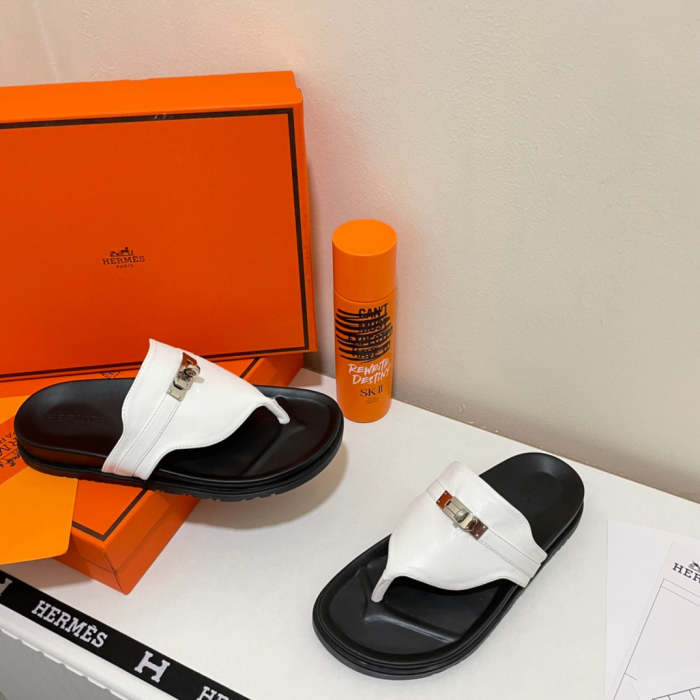 Flat leather sandals slippers , size 35-40 ,with box, SS60-1413-1414