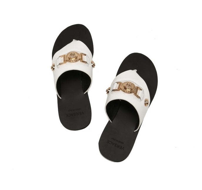 Flat leather sandals slippers , size 35-42 ,with box, SS70-1251-1254