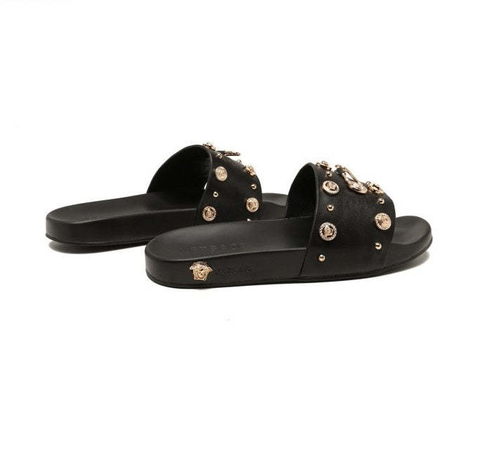 Flat leather sandals slippers , size 38-45 ,with box, SS70-1255
