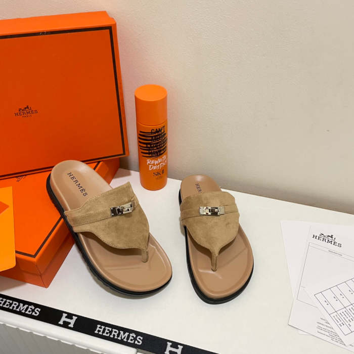 Flat leather sandals slippers , size 35-40 ,with box, SS60-1413-1414