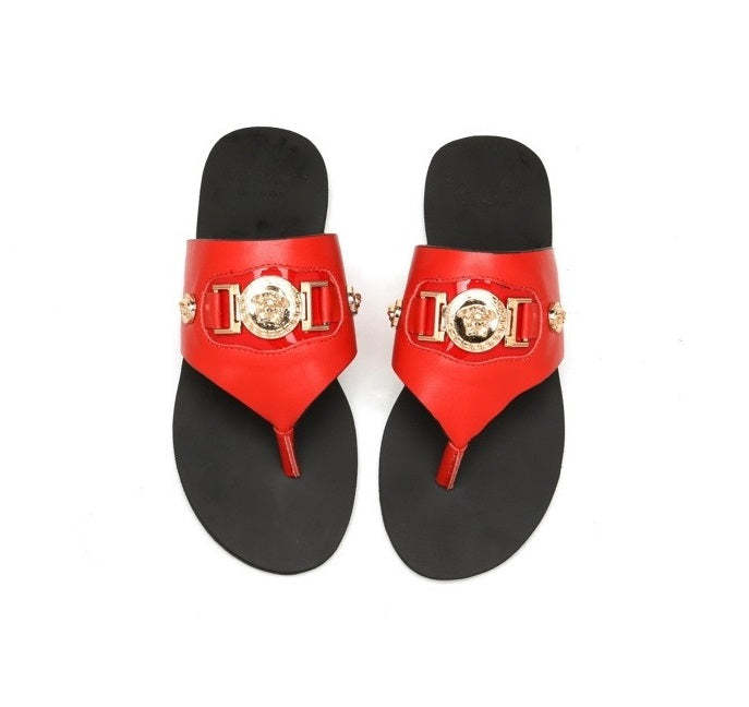 Flat leather sandals slippers , size 35-42 ,with box, SS70-1251-1254