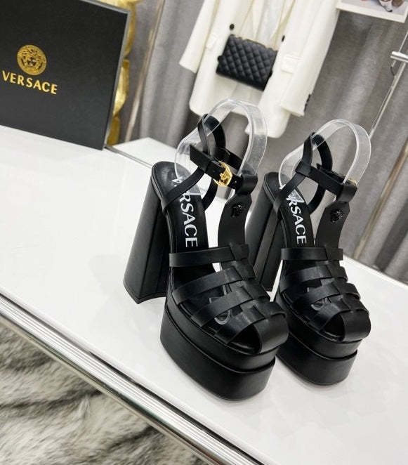 Women heel leather shoes, heel 15cm,waterproof platform 5.5 cm,size 34-42, with box , SS110-182-187