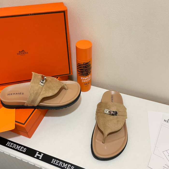 Flat leather sandals slippers , size 35-40 ,with box, SS60-1413-1414