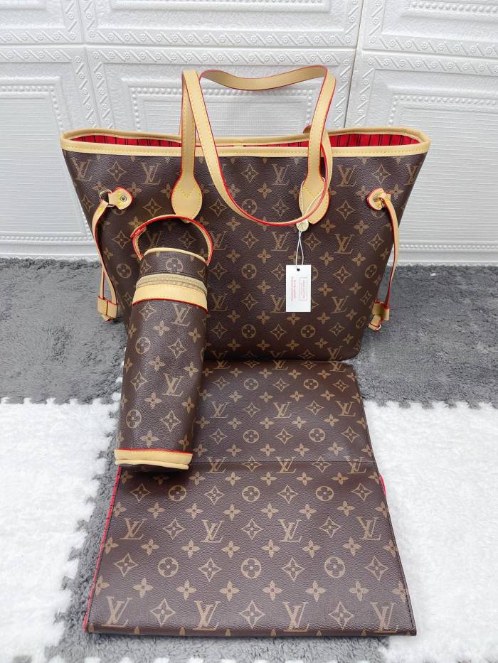 Canvas and split leather baby diaper bag + nursing bottle bag+ cushion, AAA, no box,diaper bag size  32x29x17cm,B98-43