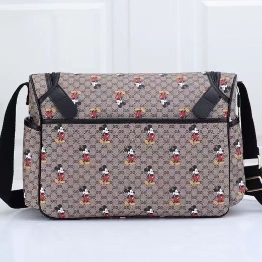 Canvas and split leather baby diaper bag + nursing bottle bag+ cushion, AAA, no box,diaper bag size  40x30x14cm,B98-26