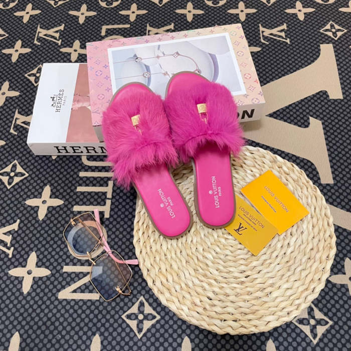 Women fur flat slipper shoes,size 34-43, SS50-1134-1139