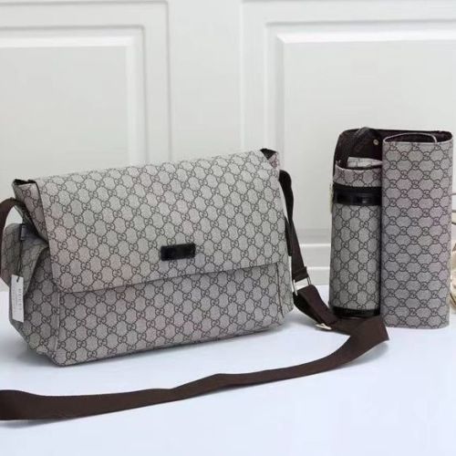 Canvas and split leather baby diaper bag + nursing bottle bag+ cushion, AAA, no box,diaper bag size  40x29x16cm,B98-24