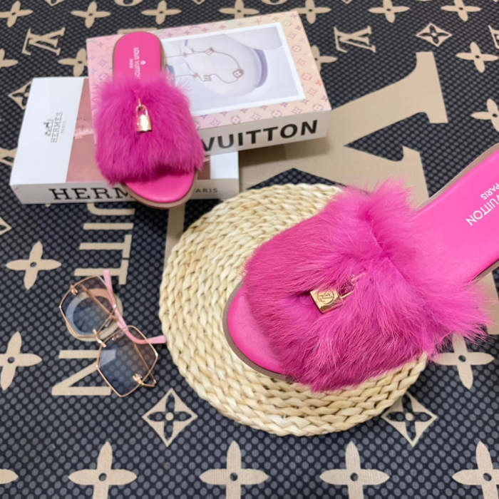 Women fur flat slipper shoes,size 34-43, SS50-1134-1139