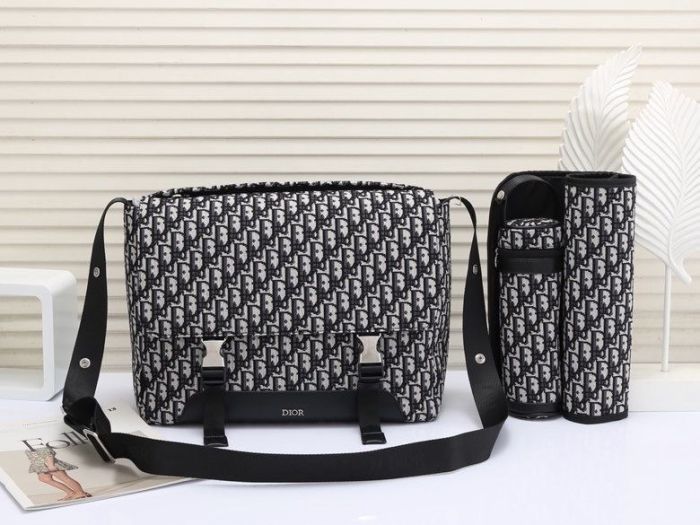 Canvas and split leather baby diaper bag + nursing bottle bag+ cushion, AAA, no box,diaper bag size  40x30x15cm,B98-41