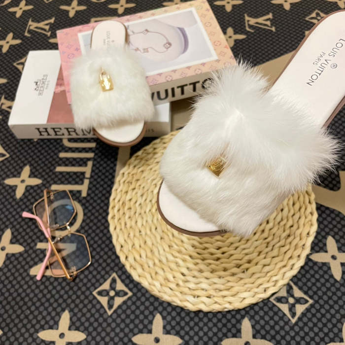 Women fur flat slipper shoes,size 34-43, SS50-1134-1139