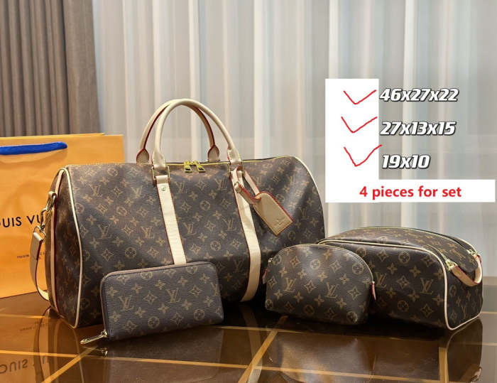Split leather bag ,3A, size 46x27x22cm, 27x13x15cm, 19x10cm, 4 pieces for set, no box, B75-2836