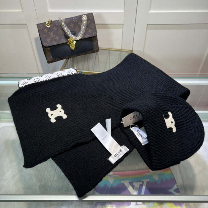 cashmere cotton scarf and hat ,no box. HX68-11-16